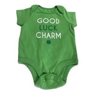 Falls Creek Baby Green And White “Good Luck Charm” Bodysuit 3-6M